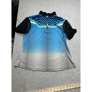 Jamie Sadock Signed Artsy Gradient Print Golf Tennis Shirt Top Sheer Mesh Slvs M